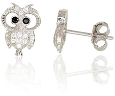 Diamond Sky Jewelry Vaikiški sidabriniai auskarai su cirkoniais „Owlet“
