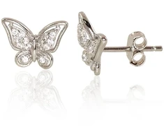 Diamond Sky Jewelry Vaikiški sidabriniai auskarai su cirkoniais „Celestial Butterflies IV“