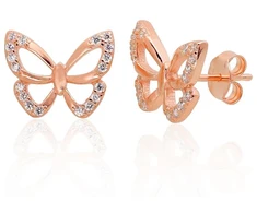 Diamond Sky Jewelry Vaikiški sidabriniai auskarai su cirkoniais „Celestial Butterflies III“