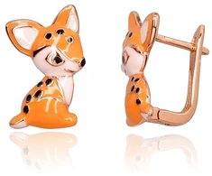 Diamond Sky Jewelry Vaikiški sidabriniai auskarai su emaliu „Foxes“