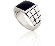 Diamond Sky Jewelry Vyriškas sidabrinis žiedas su oniksu „Vincent II“