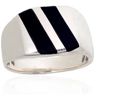 Diamond Sky Jewelry Vyriškas sidabrinis žiedas su oniksu „Dark Horizon“