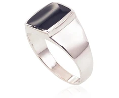 Diamond Sky Jewelry Vyriškas sidabrinis žiedas su oniksu „Obsidian II“