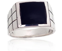 Diamond Sky Jewelry Vyriškas sidabrinis žiedas su oniksu „Vincent II“