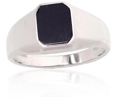 Diamond Sky Jewelry Vyriškas sidabrinis žiedas su oniksu „Obsidian“