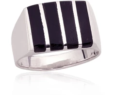 Diamond Sky Jewelry Vyriškas sidabrinis žiedas su oniksu „Vesper“