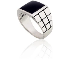 Diamond Sky Jewelry Vyriškas sidabrinis žiedas su oniksu „Vincent II“