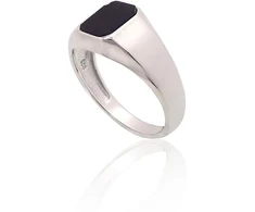 Diamond Sky Jewelry Vyriškas sidabrinis žiedas su oniksu „Obsidian“
