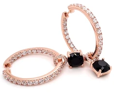 Marmara Sidabriniai auskarai „Ivy (Jet)“ su Swarovski® kristalais