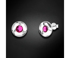 Spark Sidabriniai auskarai „Astra (Fuchsia)“ su Swarovski® kristalais