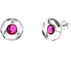 Spark Sidabriniai auskarai „Astra (Fuchsia)“ su Swarovski® kristalais