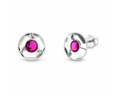 Spark Sidabriniai auskarai „Astra (Fuchsia)“ su Swarovski® kristalais
