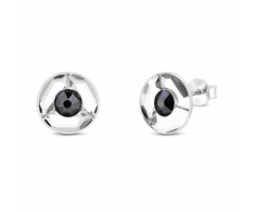 Spark Sidabriniai auskarai „Astra (Hematite)“ su Swarovski® kristalais
