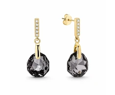Spark Sidabriniai auskarai „Calathea (Sidabrinis Night)“ su Swarovski® kristalais