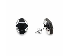 Spark Sidabriniai auskarai „Delia (Graphite Lite Chrome)“ su Swarovski® kristalais