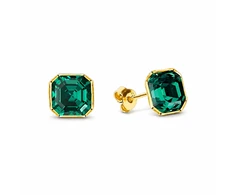 Spark Sidabriniai auskarai „Imperial II (Emerald)“ su Swarovski® kristalais