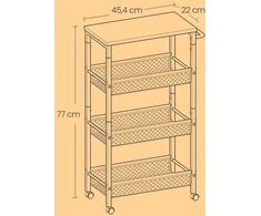 Songmics Keturių aukštų mobilus vežimėlis 22x45,4x77 cm