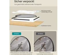 Songmics Apvalus veidrodis 105 cm su metaliniu rėmu tintenschwarz