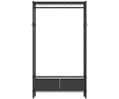 Songmics Drabužių kabykla su lentynomis 40x90x180 cm juoda