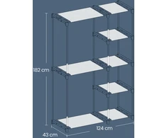 SONGMICS atvira spinta su drabužių strypais 43 x 124 x 182 cm Taupe