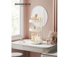 Songmics Makiažo organizatorius su sukamuoju mechanizmu dovanų idėja drumsta balta