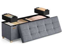 Songmics Suolas su daiktadėže 38 x 110 x 40 cm Kojinė 112 L šiferio pilka
