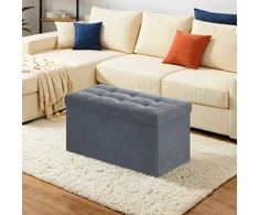SONGMICS suoliukas su saugojimo dėže iš aksomo, 38 x 76 x 38 cm, sulankstomas suoliukas