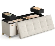 Songmics Suolas su daiktadėže 38 x 110 x 40 cm Kojinė 112 L cappuccino beige