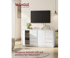 TV staliukas Songmics VASAGLE spinta su durelėmis ir stalčiais