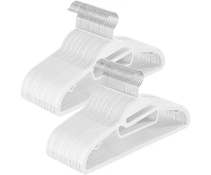 Songmics Drabužių pakaba plastikinė neslidi, taupanti vietą balta
