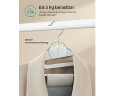Songmics Drabužių pakaba plastikinė neslidi, taupanti vietą balta