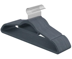 SONGMICS drabužių pakabos, aksominės, 20 vnt., 0,6 cm storio, kostiumų pakabos, striukių pakabos su neslystančiu paviršiumi, su dviem įpjovomis, 360° pasukamas kabliukas, neslystančios, juodos