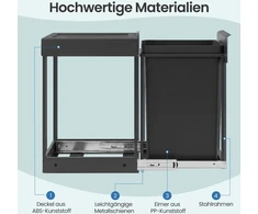 Songmics Šiukšliadėžė 20 l juoda