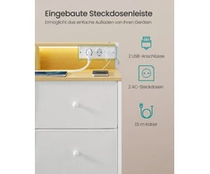 Songmics Komoda su 9 stalčiais ir LED apšvietimu debesų baltumo