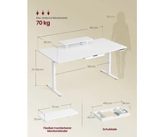 Songmics Reguliuojamo aukščio stalas 160x80