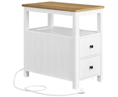 Songmics Staliukas su elektros lizdu ir 2 stalčiais 60x35x60 cm