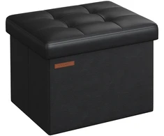 Songmics Sulankstoma suolelio sėdynė su daiktadėže 41 cm rašalas juodas