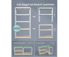 Songmics Plieninė lentyna su reguliuojamomis lentynomis 40x90x180 cm