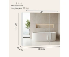 Songmics Veidrodinė spintelė 15 x 70 x 60 cm