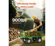 VEVOR Sodo vežimėlis V900G su nuimamais tinkliniais bortais, juodas / žalias, iki 408 kg, 184 x 56 x 54 cm