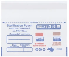 ProSteril sterilizaciniai vokai 60x100 mm balti be vidinių indikatorių. (100vnt.) [S6010W]