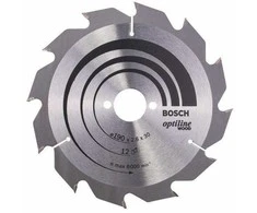 Bosch pjovimo diskas medienai 190x2,6x30xm T12 Optiline Wood