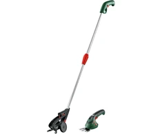Bosch Isio akumuliatorinių žirkių rinkinys - 1 x 8 cm žolės žirklių ašmenys + teleskopinis kotas