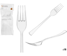 18 skaidrių plastikinių šakučių rinkinys, 25×10.4×2.7 cm, 10676, Kinvara