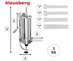 Mėsmalė Nadziewarka Dešrų kimštuvas, 3kg talpos, vertikalus, nerūdijančio plieno, Klausberg, kb-7926