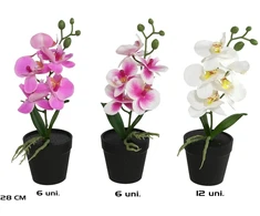 Dirbtinė orchidėja vazone 28 cm, asortimentas Real Touch, 13,5x10x28 cm, LITO