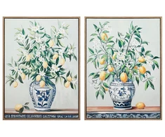 Drobė su rėmu, 50% tapyta rankomis, citrina, 2 dizainai, 4,00 × 60,00 × 80,00 cm, Decorlife