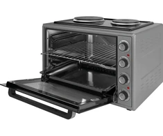 Elektrinė krosnelė Elektrinė orkaitė su kaitlentėmis, 65L, 2000W, kaitlentės 1000+1500W, pilka, 70550, ELITE