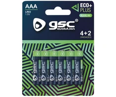 GSC EcoPlus alkaline LR03 (AAA) šarminės baterijos, 6 vnt./pakuotėje, 106000052