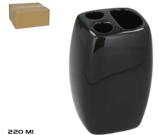 Gerimport keraminis dantų šepetėlio laikiklis 220 ml, juodas 5.00 x 6.00 x 11.00 BATH&amp;GO